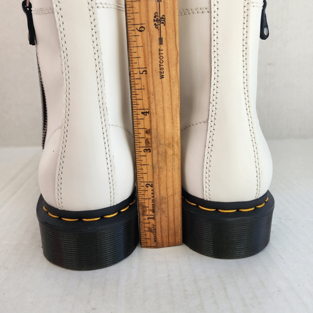 DR. MARTENS AIRWAIR DOUBLE ZIP WHITE LEATHER LACE UP COMBAT BOOTS SENDEL - Picture 11 of 16